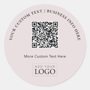 Einfaches rosa Geschäftslogo QR-Code Promotional Runder Aufkleber