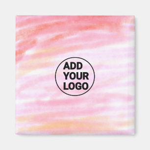 Einfaches rosa minimales Wasserfarben-Logo Unterne Magnet