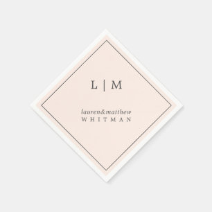Einfaches Rosa Monogramm Elegante Hochzeit Serviette