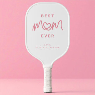 Einfaches rosa Schrift Herz Modern beste Mutter üb Pickleball Schläger