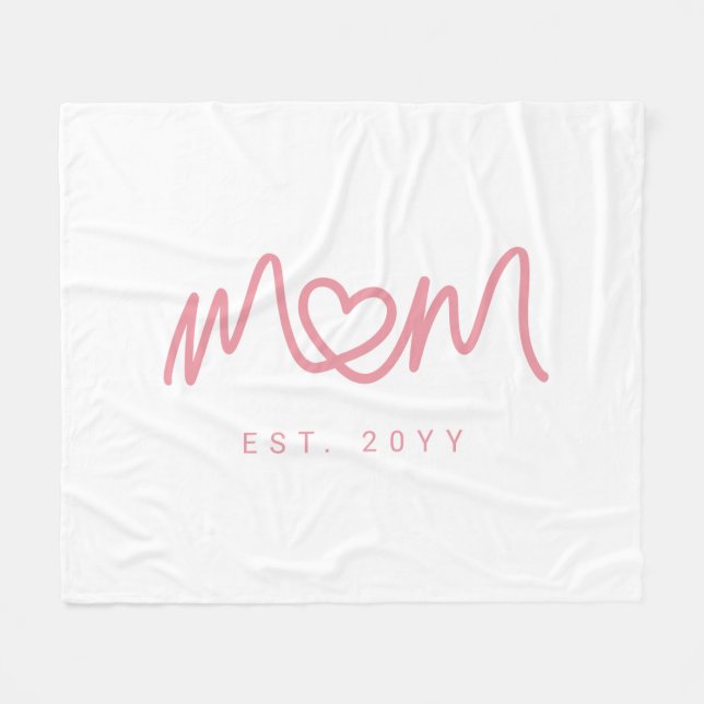 Einfaches rosa Skript Herz Süße neue Mama gegründe Fleecedecke (Vorderseite (Horizontal))