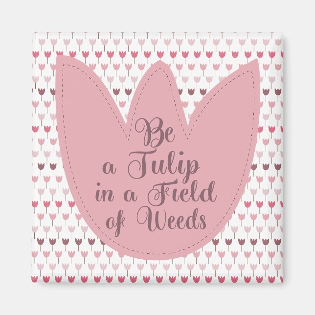 Einfaches rosa Tulip-Muster Magnet (Vorne)