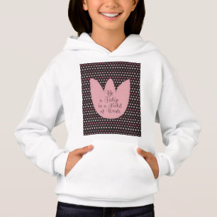 Einfaches rosa Tulip-Muster mit dunklem Hintergrun Hoodie