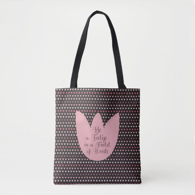 Einfaches rosa Tulip-Muster mit dunklem Hintergrun Tasche (Vorderseite)