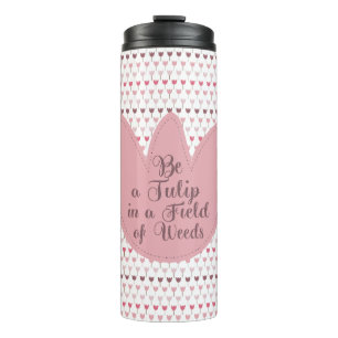 Einfaches rosa Tulip-Muster Thermosbecher