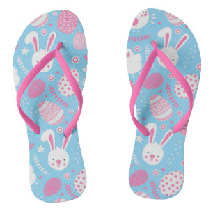 Einfaches rosa und blaues Ostern-Muster drehen Flip Flops