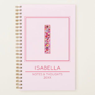Einfaches rosafarbenes florales Monogramm Buchstab Planer