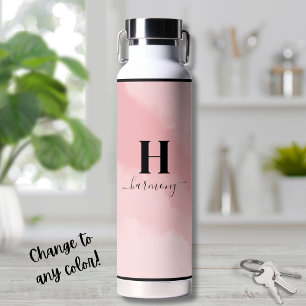 Einfaches rosafarbenes Monogramm Trinkflasche