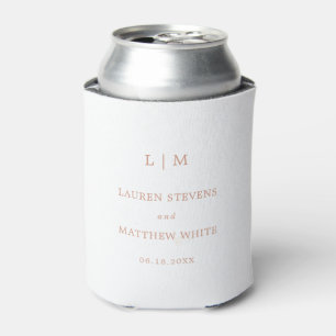 Einfaches Rosarotes Monogramm Elegante Hochzeit Dosenkühler