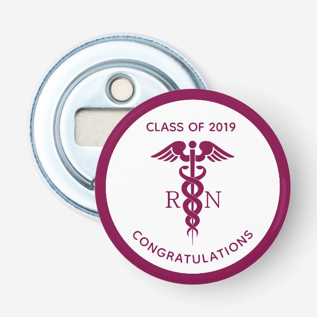 Einfaches rotes Caduceus Krankenzeichen Flaschenöffner (Vorderseite)