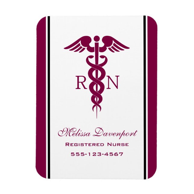 Einfaches rotes Caduceus Krankenzeichen Magnet (Vertikal)