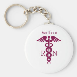 Einfaches rotes Caduceus RN Symbol Schlüsselanhänger
