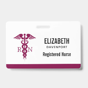 Einfaches rotes Caduceus-Symbol für examinierte Kr Ausweis