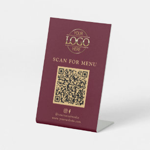 Einfaches rotes Geschäft-Logo Kontaktloser QR-Code Sockelschild