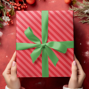 Einfaches Rotes Gestreiftes Ausgefallenes Süßes Fe Geschenkpapier