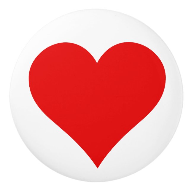 Einfaches Rotes Herz auf weißem Hintergrund Kerami Keramikknauf (Vorderseite)