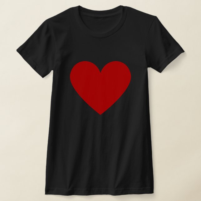 Einfaches Rotes Herz Moderne Liebe Schwarze Frauen T-Shirt (Ablage )