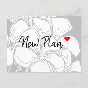 Einfaches Rotes Herz Script Blumenmuster New Plan Postkarte