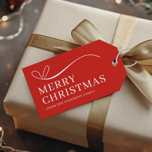 Einfaches rotes modernes Frohe Weihnachten Geschenkanhänger