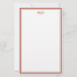 Einfaches rotes Scharlach-Minimalistisches Monogra Briefpapier