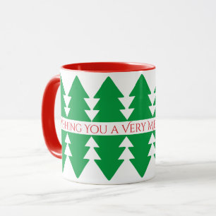 Einfaches rotes Weihnachtsbaum-Design Grün Tasse