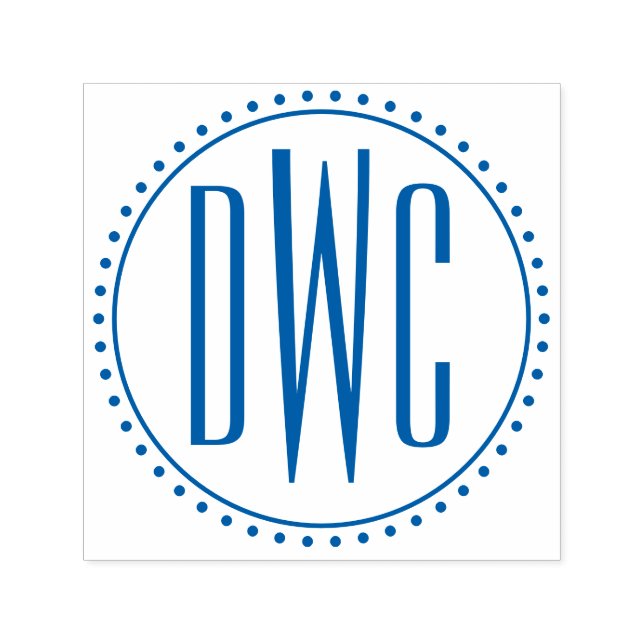 Einfaches Round Frame 3 Anfangsbuchstaben Monogram Permastempel (Design)