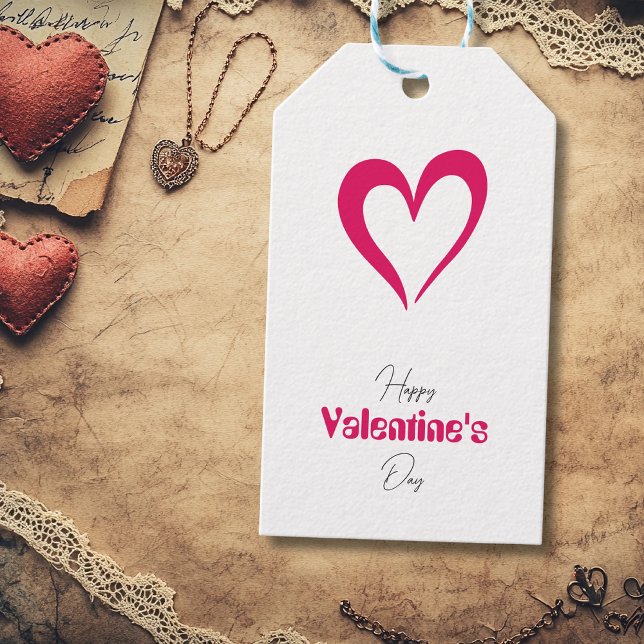 Einfaches Ruby-Herz Happy Valentinstag-Geschenk Geschenkanhänger (Von Creator hochgeladen)