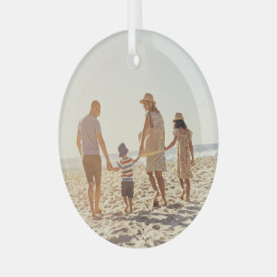 Einfaches rundes Weihnachtsfoto Ornament Aus Glas