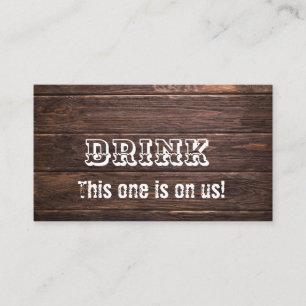 Einfaches rustikales Barn Wood Wedding Drink Ticke Rabattkarte