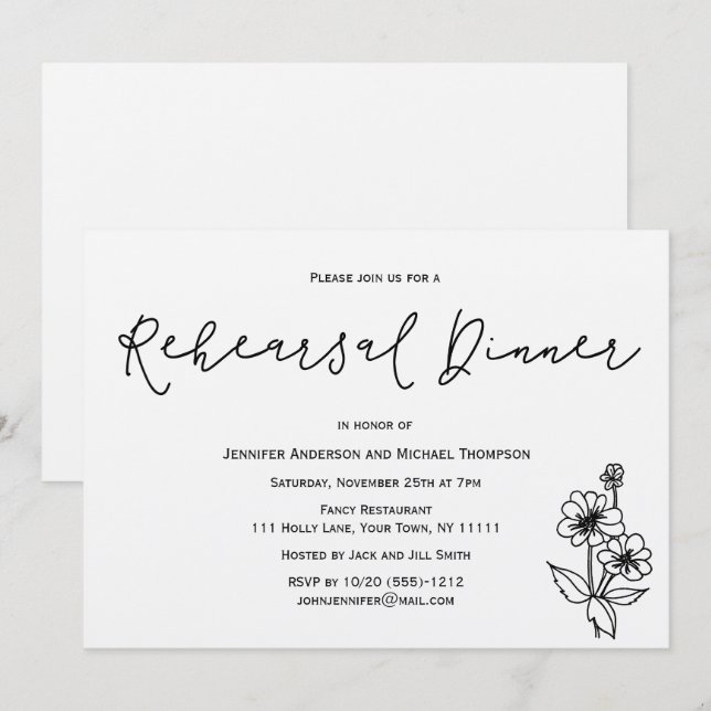 Einfaches rustikales botanisches einladung (Vorne/Hinten)