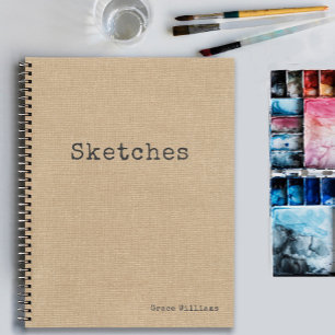 Einfaches rustikales Burlap-Muster mit Ihrem Namen Notizbuch