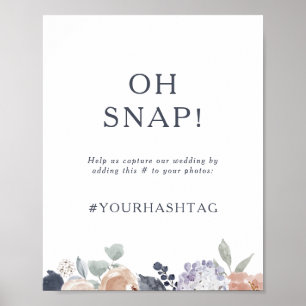 Einfaches Rustikales Florales Oh Snap Hochzeits-Ha Poster