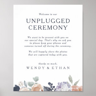 Einfaches Rustikales Florales Unplugged Zeremonie Poster