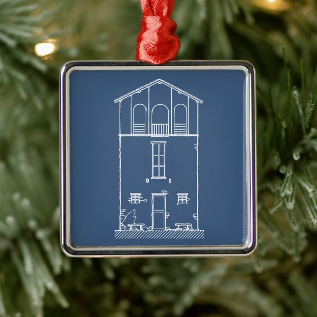 Einfaches rustikales Haus Modernes Konzept | Navy  Ornament Aus Metall (Baum)