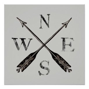 Einfaches rustikales Kompass-Poster Poster