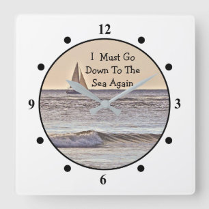 "EINFACHES SAILBOAT AUF DEM MEER"/LIEBE DES SEGELS QUADRATISCHE WANDUHR