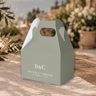 Einfaches Salbeigrün Monogramm Elegante Moderne Ho Geschenkschachtel