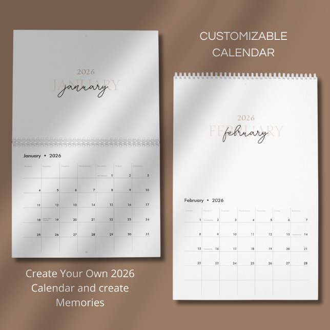 Einfaches, sauberes typografisches Design Kalender (Von Creator hochgeladen)