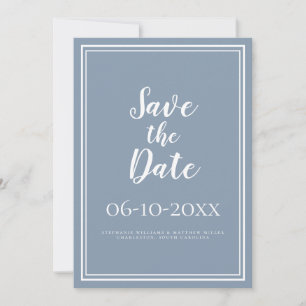 Einfaches Save the Date Hochzeitskript Dusty Blue
