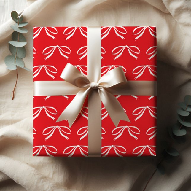 Einfaches Schleifen-Weihnachtsgeschenk Geschenkpapier Set (Simple bows red and green christmas gift wrap sheets.)