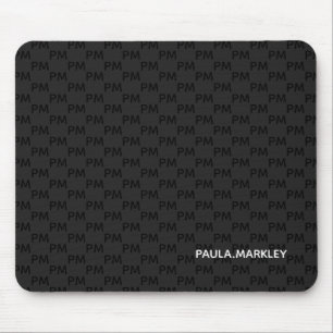 Einfaches Schlicht Schwarz Grau Modernes Monogramm Mousepad