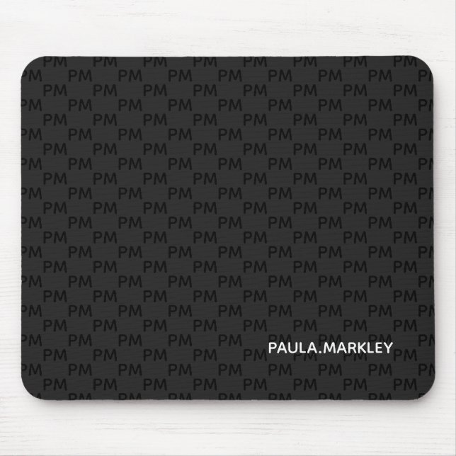 Einfaches Schlicht Schwarz Grau Modernes Monogramm Mousepad (Vorne)