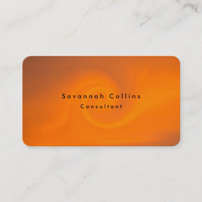 Einfaches Schlichtes Orange-Hintergrund Minimalist Visitenkarte (Vorderseite)