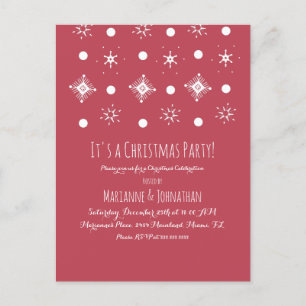 Einfaches Schneeflocken Weißes Weihnachtsfest Part Postkarte
