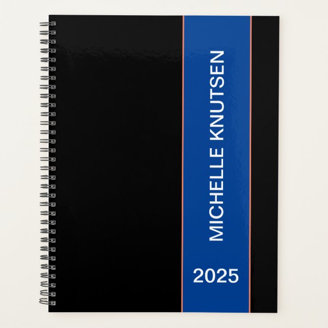 Einfaches Schwarz/Blau-Personalisierter Planer 202 (Vorderseite)