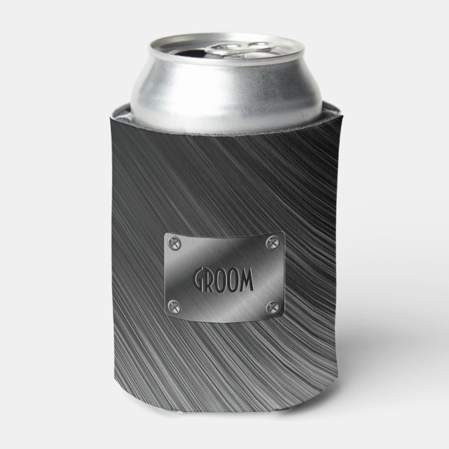 Einfaches Schwarz-Brushed-Metal-Look Dosenkühler (Kanne Vorderseite)