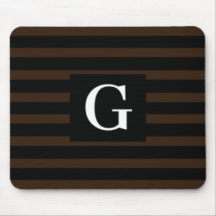 Einfaches Schwarz-Dunkelbraun-Streifen-Single Mousepad
