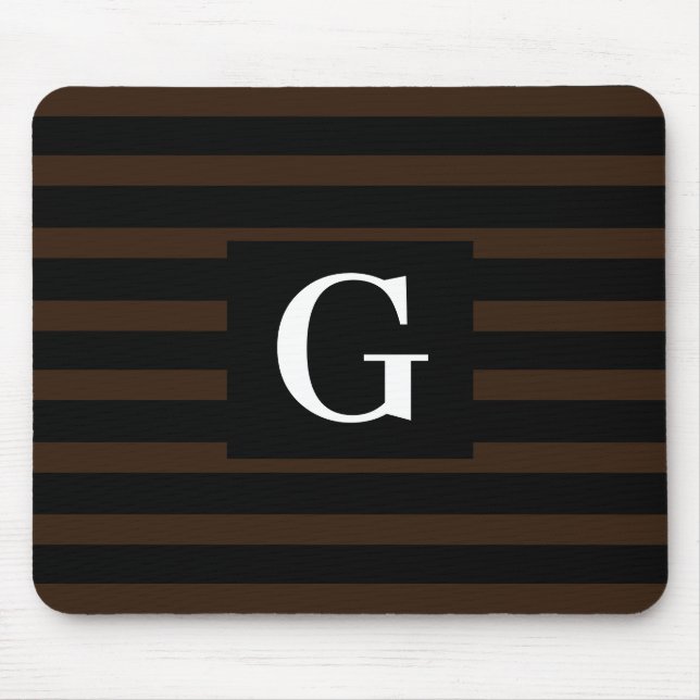 Einfaches Schwarz-Dunkelbraun-Streifen-Single Mousepad (Vorne)