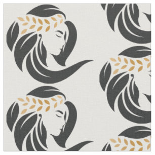 Einfaches Schwarz-Gold-Friseursalon-Logo Friseur Stoff