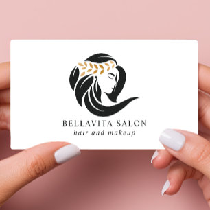 Einfaches Schwarz-Gold-Friseursalon-Logo Hairstyli Visitenkarte